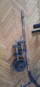 nakladací činkový set Strong 76 kg + posilňovacia lavica HS- - 5