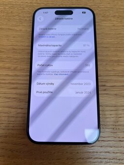 Predám iPhone 15 PRO 128GB, TOP stav, ZARUKA, VOLNY - 5