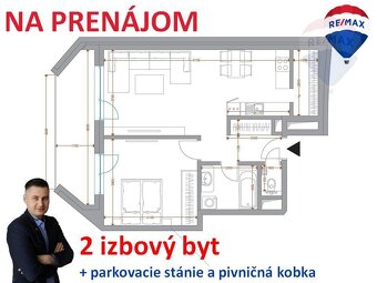 Prenájom 2 izbový  55 m2 byt s parkovacím státím „TABÁŇ“ Nit - 5