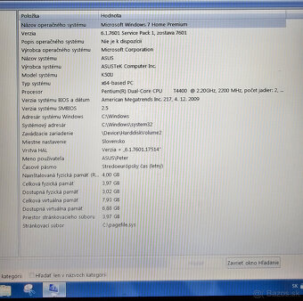 Predám notebook ASUS K50IJ - SYMBOLICKÁ CENA - 5