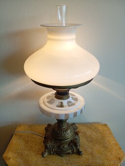 Luxusná starožitná bronzová petrolejová lampa 44cm - 5