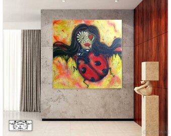 Obraz "Lienka - šťastie a láska" ♥ ( 100x100 cm ) 3d maľba - 5