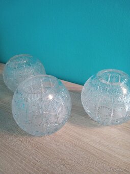 Predám 3 x guľaté ručne brúsené krištáľové vázy. - 5