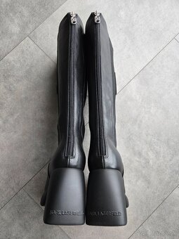 KARL LAGERFELD HI LEG GORE BOOT BLACK LTHR - 5