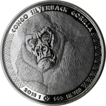 Stříbrná investiční mince Kongo Gorila 1 Oz 2015 až 2023 - 5