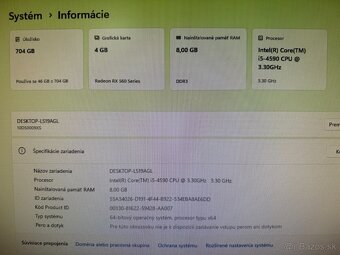 Herný počítač Lenovo Intel i5 4590 4x3,30GHz.AMD RX560 4GB. - 5