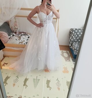 Krasne nové nenosené svadobné biele šaty na ramienka, 36 - 5