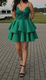 Smaragdové spoločenské šaty S a M - 5