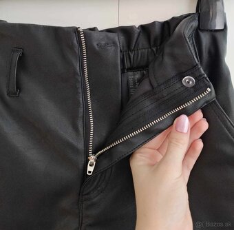 Dámske nové čierne koženkové kraťasy, vysoký pás (H&M) - 5