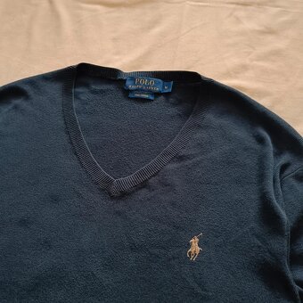 Polo Ralph Lauren sveter s výstrihom do V modrý zelený M - 5