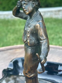 starožitny figuralny popolník -porcelan mosadz - 5