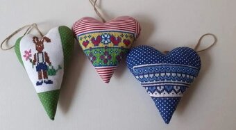 Vianočné srdiečka – ručná výroba z bavlny - 5