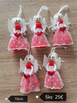 Anjeliky na zavesenie prirodný material, Vianoce NOVE - 5