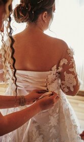Svadobné kvetinové šaty farby Ivory - 5