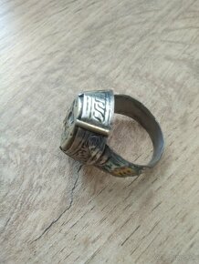 Starozitny pecatny prsten, striebro, zlato, - 5