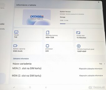 DOOGEE T40 tablet 11" Andrd 14 20GB RAM 512GB - 5