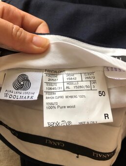 ————-Kvalitný modrý vlnený oblek Canali 50, 40 E———— - 5
