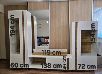 Obývacia stena biely lesk/dub - 5