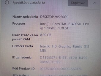 predám Hp 350 g1 , Intel(R) Core™i3 ,8gb ram , ssd ,HDMI - 5