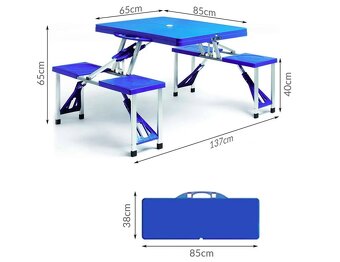 Skladaci kempingový set - 3 farby - zloženie do kufríka - 5