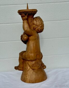 Anděl světlonoš dřevěný svícen 37,5cm - 5