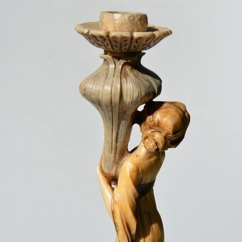 Starožitná soška / svietnik Dáma - v štýle secesie - 5