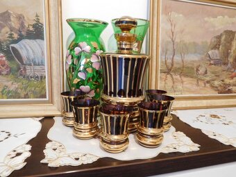 Karafa +6 pohárikou, Borske sklo poháre jubilejné, - 5