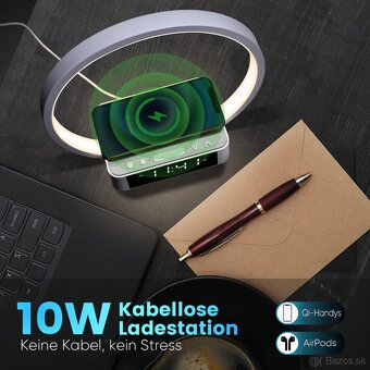 LED nočná lampa s funkciou nabíjania, svetelný budík - 5