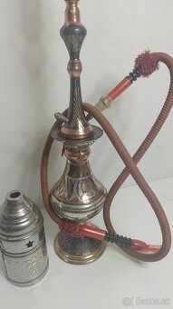 Egyptská vodná fajka z liatiny a plechu – originál z Egypta - 5