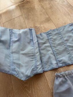 Luxusný set (korzet a sukna) ručne šitý, modrá, small - 5