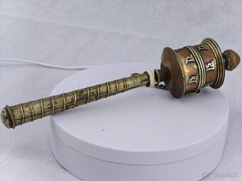 Starožitný strieborný budhistický modlitebný mlynček - 5