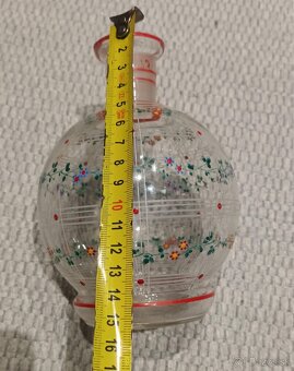 Stará sklenená ručne maľovaná karafa - 5