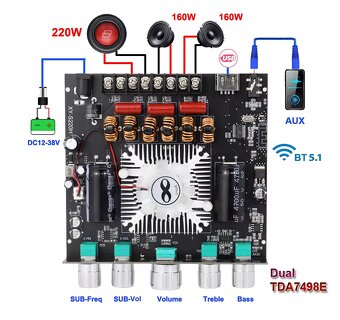 Zosilnovač XY-S350H 220W + 350W - 5