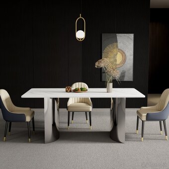 strieborný glamour stôl s mramorovou doskou 180 PREMIUM - 5