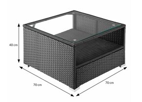Záhradný ratanový set XXL - sivý s poduškami, kombinovateľné - 5