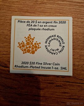 minca 2020 $20 Fine Silver Rhodium-Plated Incuse 1-oz Silver - 5