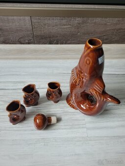 STAROŽITNÁ KERAMICKÁ KARAFA RYBKA - 5