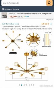 Zlatý luster na 8 žiaroviek - 5