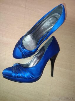 Modré saténové lodičky - 5