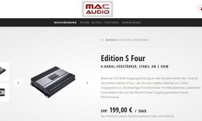 4 kanálový zosilňovač MAC Audio Edition S - 5