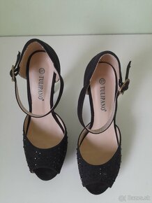 TULIPANO sandálové lodičky – čierne semišové (top stav) - 5