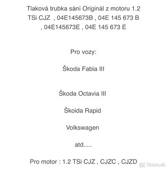Tlaková trubka sania pre motor TSi - 5