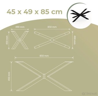 Kovová noha stola SPIDER 45x49x85 cm - 5