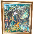 Obraz - Žena v záhrade - Endre Gaal Gyulai - oilpainting - 5