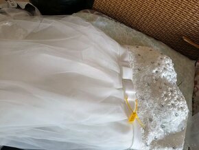 Nové svadobné L/XL krátke biele korzetové šaty - 5