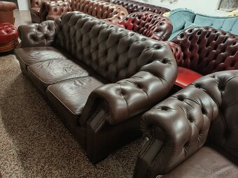 CHESTERFIELD ŠTÝL,KOŽENÁ SEDAČKA 3+2+1 - 5