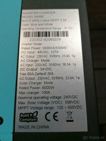 Predám hybridný solárny fotovoltaický menič 5,5kW 48V - 5