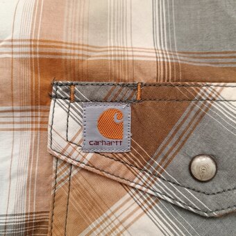 Carhartt károvaná košeľa s krátkym rukávom hnedá béžová M - 5