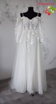 Nové krásne svadobné šaty Fragaria s odnímateľnými rukávmi - 5