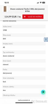 Predám čisto nové dvere vnútorné Tavilo 3 80L dub - 5